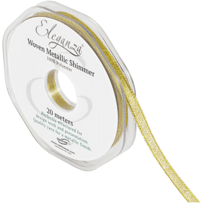 Gold Woven Metallic Shimmer Ribbon 6mm x 20m (Eleganza) 1pc