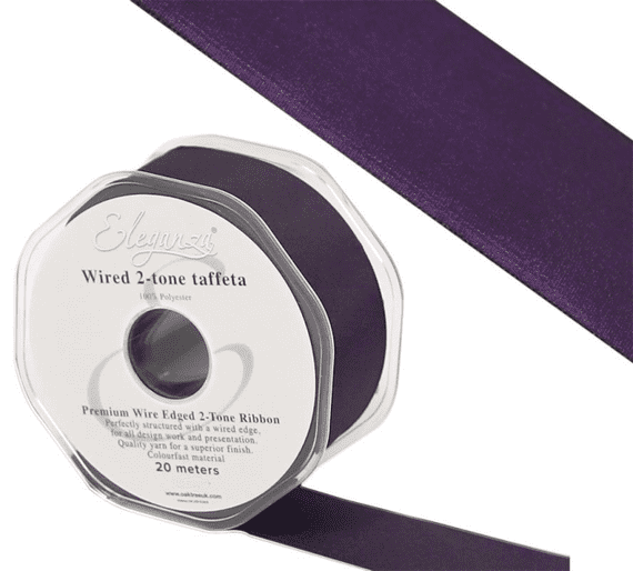 Grape Wired Edge Taffeta Ribbon 38mm x 20m | Wholesale