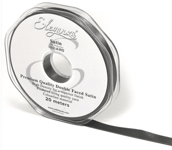 Graphite Double Faced Satin Ribbon 10mm x 20m | Free Delivery