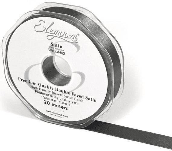 Graphite Double Faced Satin Ribbon 15mm x 20m | Free Delivery