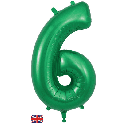 Green Number 6 Balloon - Foil Number Balloon 1pc (34