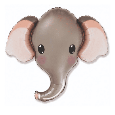 Grey Elephant Head Large Foil Balloon 1pc (Flexmetal 39
