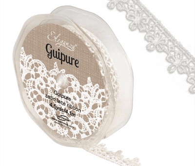 Guipure Lace Ribbon 15mm x 4.1m White (Eleganza) 1pc