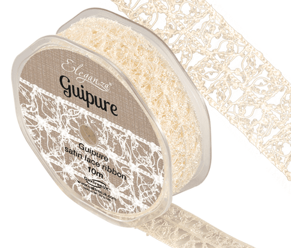 Ivory Guipure Lace Ribbon 25mm x 10m