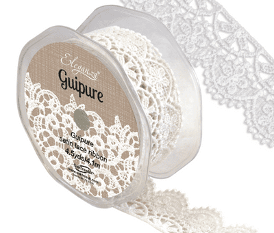 Guipure Lace Ribbon 32mm x 4.1m White (Eleganza) 1pc