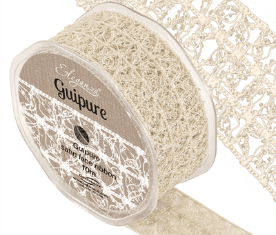 Guipure Lace Ribbon 38mm x 10m Ivory (Eleganza) 1pc