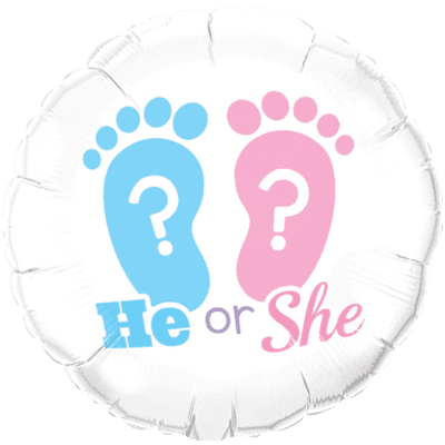 He or She Footprints Foil Balloon (18