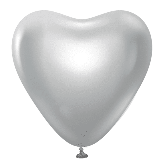 Mirror Silver 12 inch Heart Balloons - 12