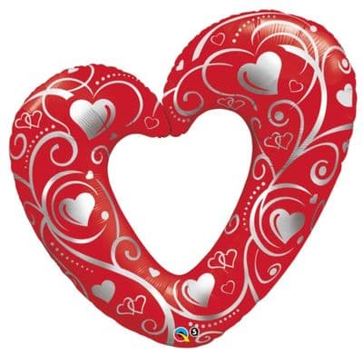 Hearts & Filigree Red Large Foil Balloon 1pc