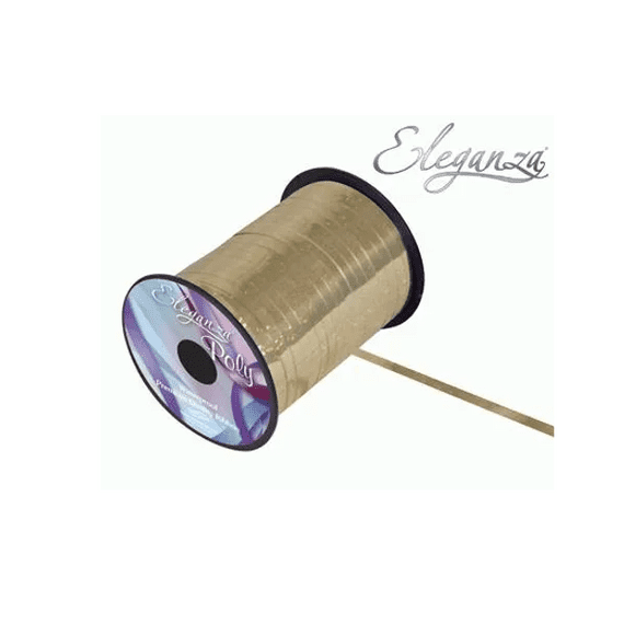 Eleganza Holographic Gold Balloon Ribbon - 250 yard x 5mm curling ribbon for balloons.