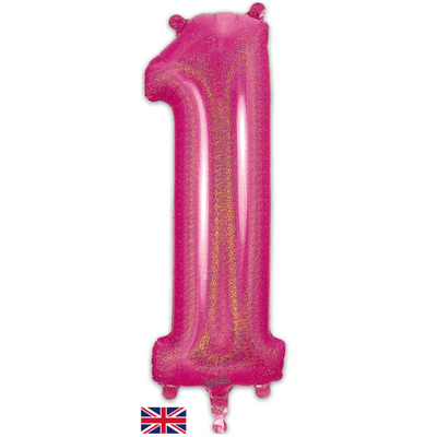 Holographic Pink Number 1 Balloon - Number Balloon 1pc (34