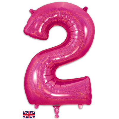 Holographic Pink Number 2 Balloon - Number Balloon 1pc (34
