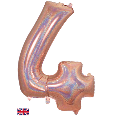 Holographic Rose Gold Number 4 Balloon - Number Balloon 1pc (34