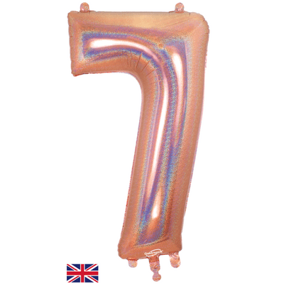 Holographic Rose Gold Number 7 Balloon - Number Balloon 1pc (34