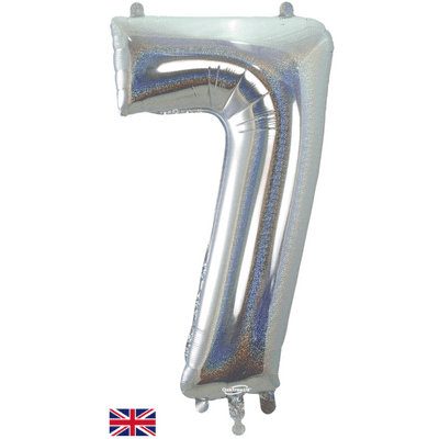 Holographic Silver Number 7 Balloon - Number Balloon 1pc (34