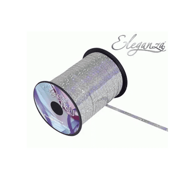 Holographic Silver Ribbon for Balloons (Eleganza 250 yards x 5mm) 1pc