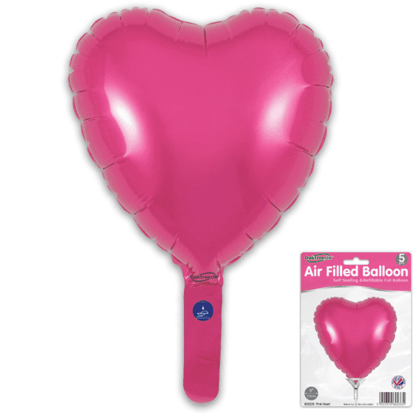 Mini Hot Pink Foil Balloon 5pc (9" Heart Air-Fill)