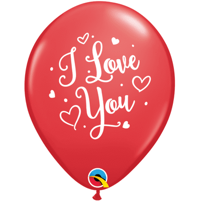 I Love You Hearts Script - 11 Inch Balloons 6pcs