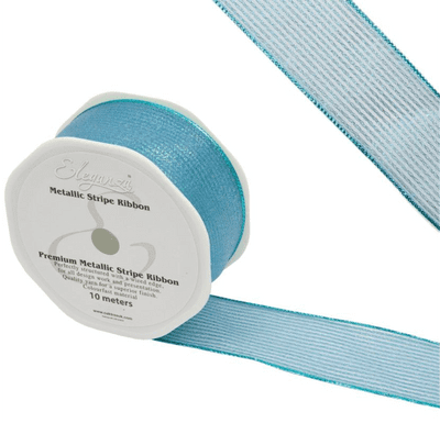 Ice Blue Metallic Stripe Ribbon 38mm x 10m (Eleganza) 1pc
