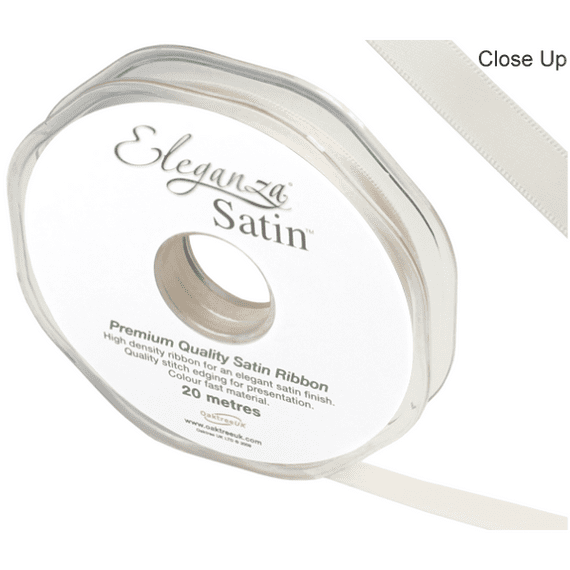 Ivory Double Faced Satin Ribbon 10mm x 20m | Free Delivery