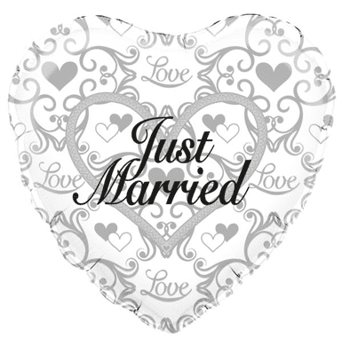 Just Married Filigree Foil Balloon (18