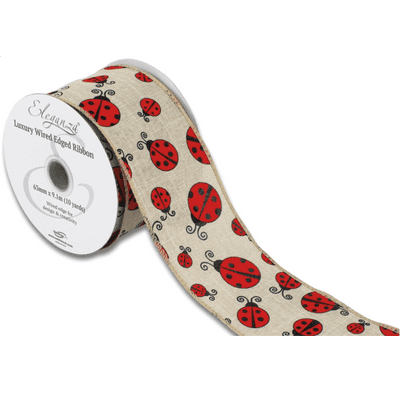 Ladybird Natural Wired Edge Ribbon 63mm x 9m (Eleganza) 1pc