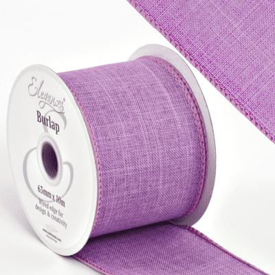 Lavender Wired Edge Burlap Ribbon 63mm x 10m (Eleganza) 1pc