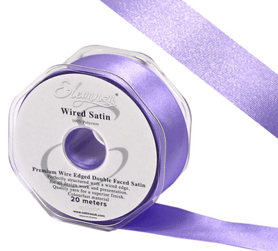 Lavender Wired Edge Double Faced Satin Ribbon 25mm x 20m (Eleganza) 1pc