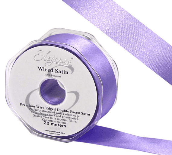 Lavender Wired Edge Double Faced Satin Ribbon 38mm x 20m | Wholesale