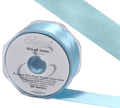 Light Blue Wired Edge Double Faced Satin Ribbon 50mm x 20m (Eleganza) 1pc