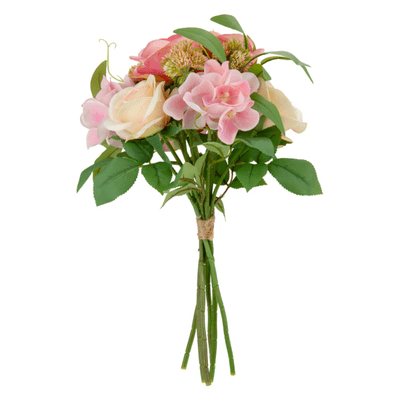 Light Pink Rose & Greenery Bunch 39cm (Eleganza) 1pc