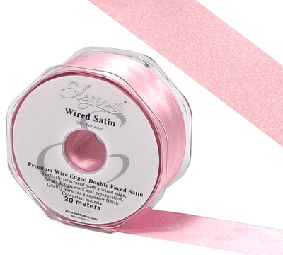 Light Pink Wired Edge Double Faced Satin Ribbon 50mm x 20m (Eleganza) 1pc
