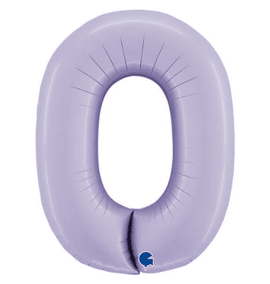 Lilac Number 0 Balloon - Foil Number Balloon 1pc (40