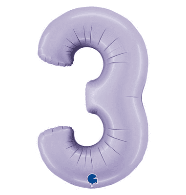 Lilac Number 3 Balloon - Foil Number Balloon 1pc (40