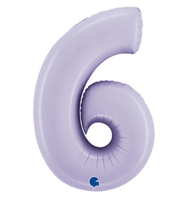Lilac Number 6 Balloon - Foil Number Balloon 1pc (40