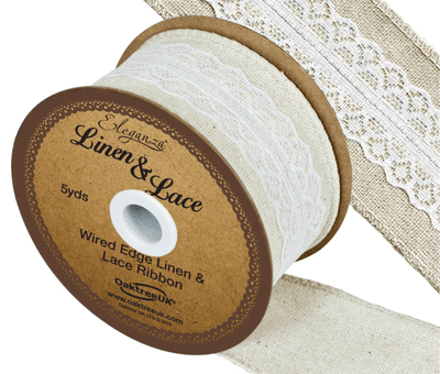 Linen & Lace Wired No.354 White 50mm x 5yds (Eleganza) 1pc