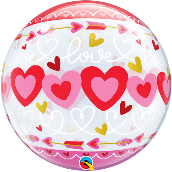 Love Connected Hearts Bubble Balloon | Free Delivery