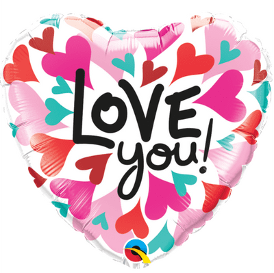 Love You Converging Hearts Foil Balloon (18