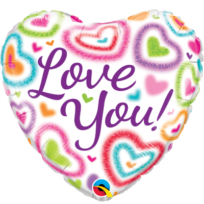 Love You Fuzzy Hearts Foil Balloon (18