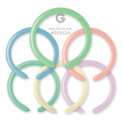 Macaron Assorted 2 inch Modelling Balloons - Gemar 260Q Balloons 100pcs