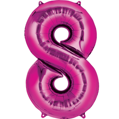 Magenta Number 8 Mini-Foil Balloon (16
