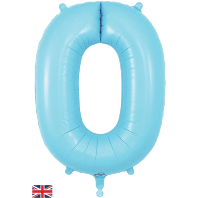 Matte Blue Number 0 Balloon - Foil Number Balloon 1pc (34