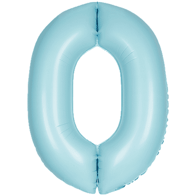 Matte Blue Number 0 Balloon - Foil Number Balloon 1pc (34