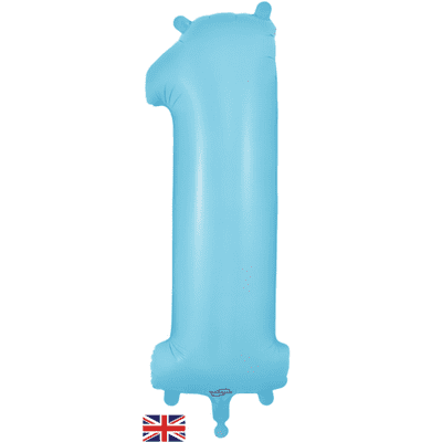 Matte Blue Number 1 Balloon - Foil Number Balloon 1pc (34