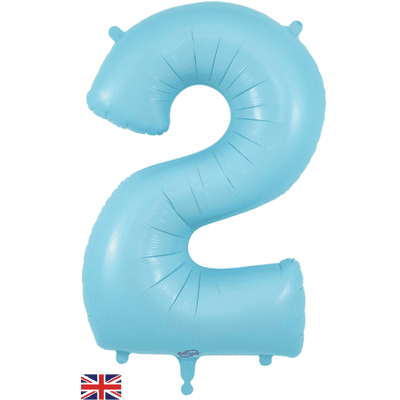 Matte Blue Number 2 Balloon - Foil Number Balloon 1pc (34