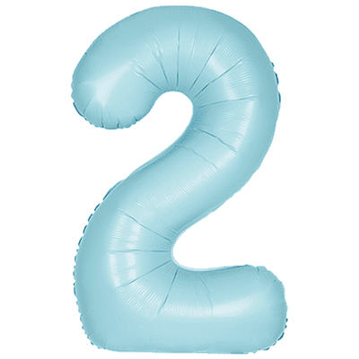 Matte Blue Number 2 Balloon - Foil Number Balloon 1pc (34