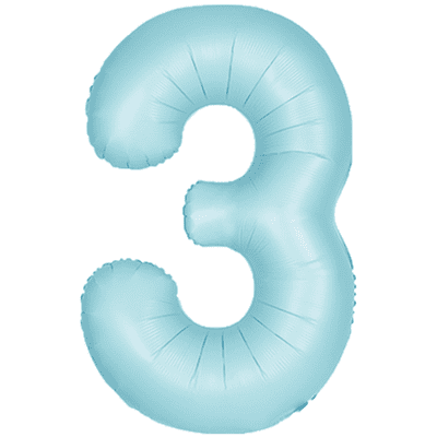 Matte Blue Number 3 Balloon - Foil Number Balloon 1pc (34