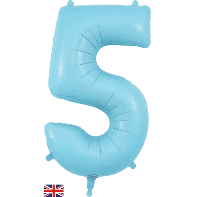Matte Blue Number 5 Balloon - Foil Number Balloon 1pc (34