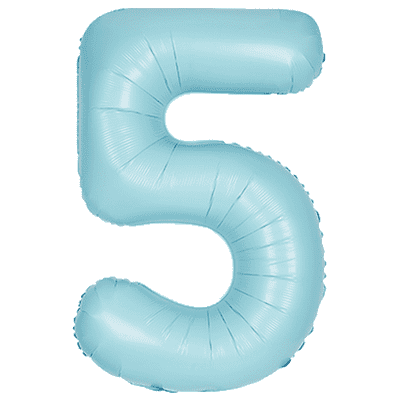Matte Blue Number 5 Balloon - Foil Number Balloon 1pc (34