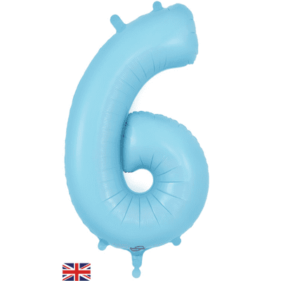 Matte Blue Number 6 Balloon - Foil Number Balloon 1pc (34